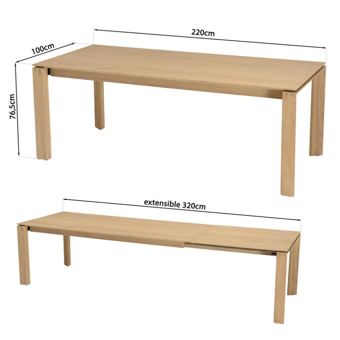 Table à manger MAXENCE 220/300 pieds bois