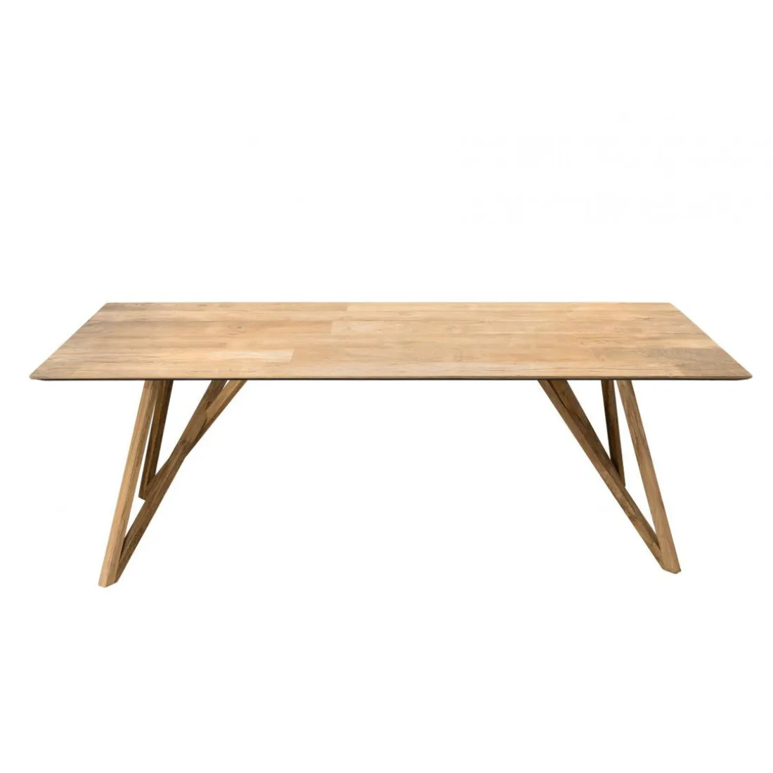 Table À Manger MAXENCE 220X100Cm Bois Teck Recyclé Pieds Croisés Teck