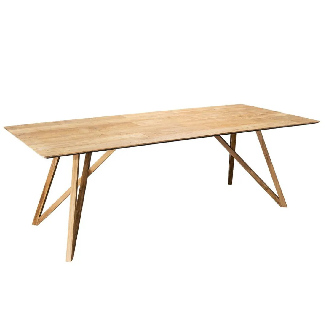 Table À Manger MAXENCE 220X100Cm Bois Teck Recyclé Pieds Croisés Teck