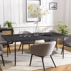 Table à Manger Noire 200 x 100 cm Pin Vieilli YANIS