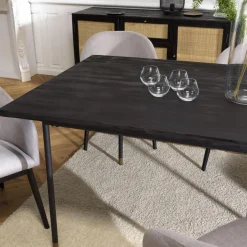 Table à Manger Noire 200 x 100 cm Pin Vieilli YANIS