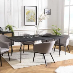 Table à Manger Noire 200 x 100 cm Pin Vieilli YANIS