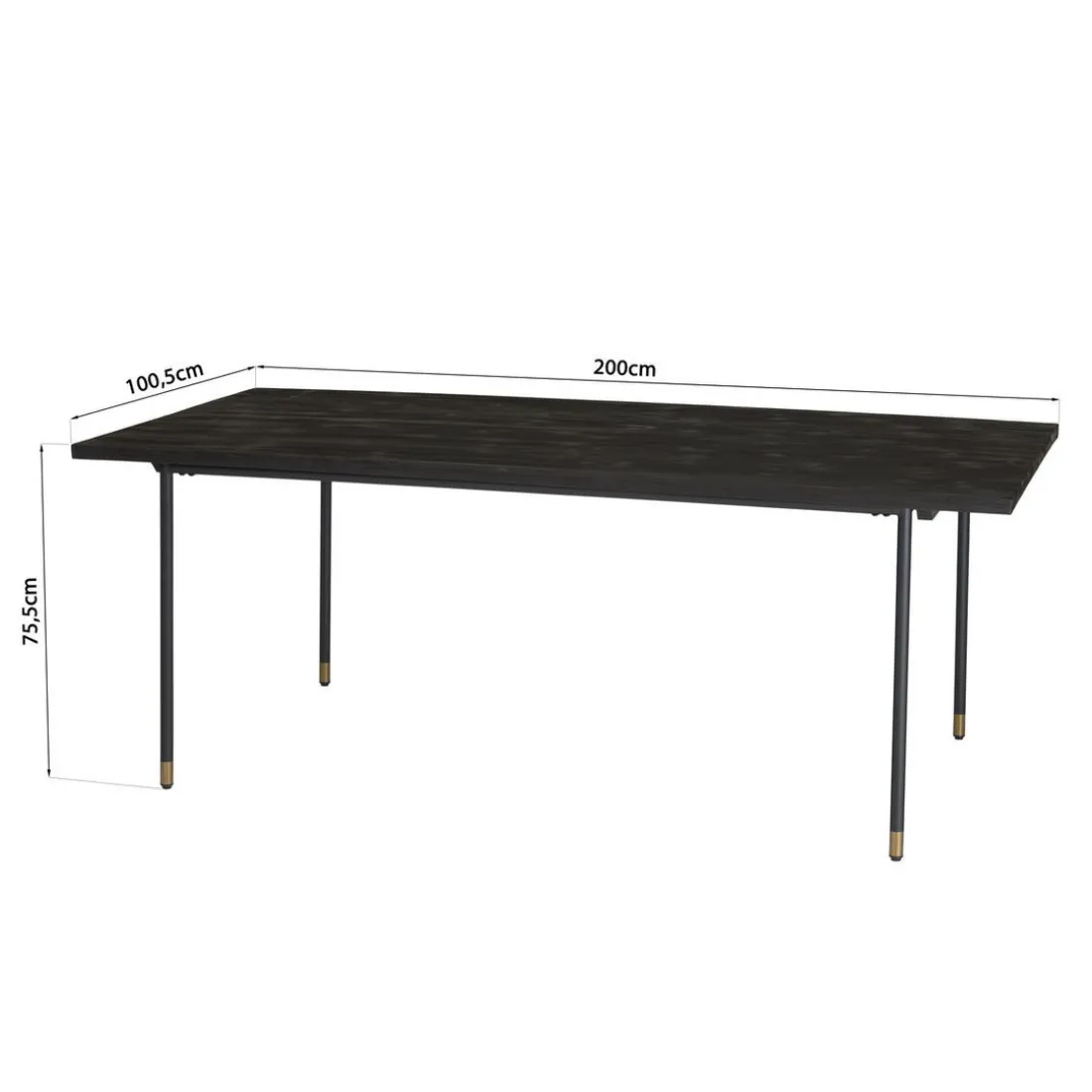 Table à Manger Noire 200 x 100 cm Pin Vieilli YANIS