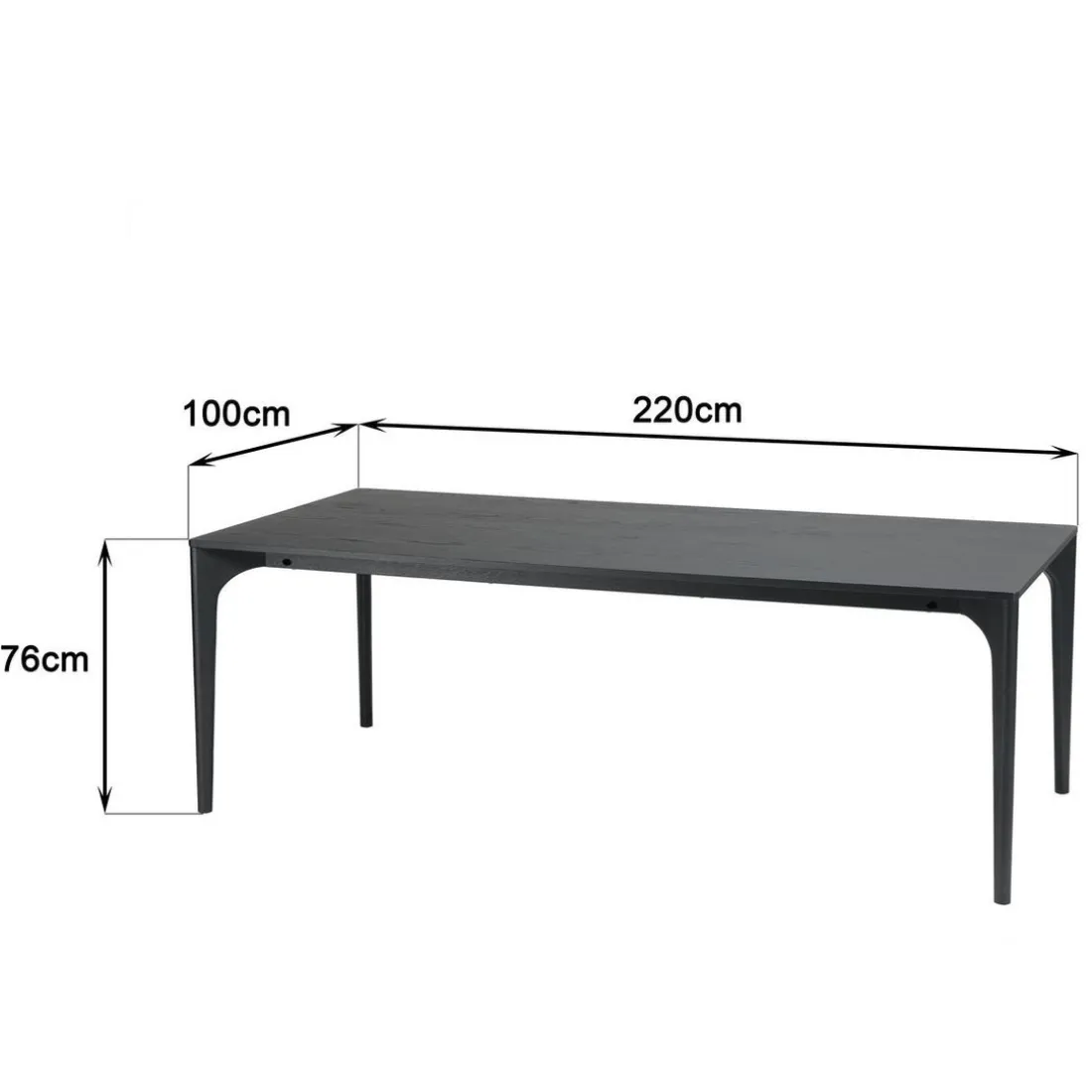 Table à manger noire pieds en chêne massif MAXENCE