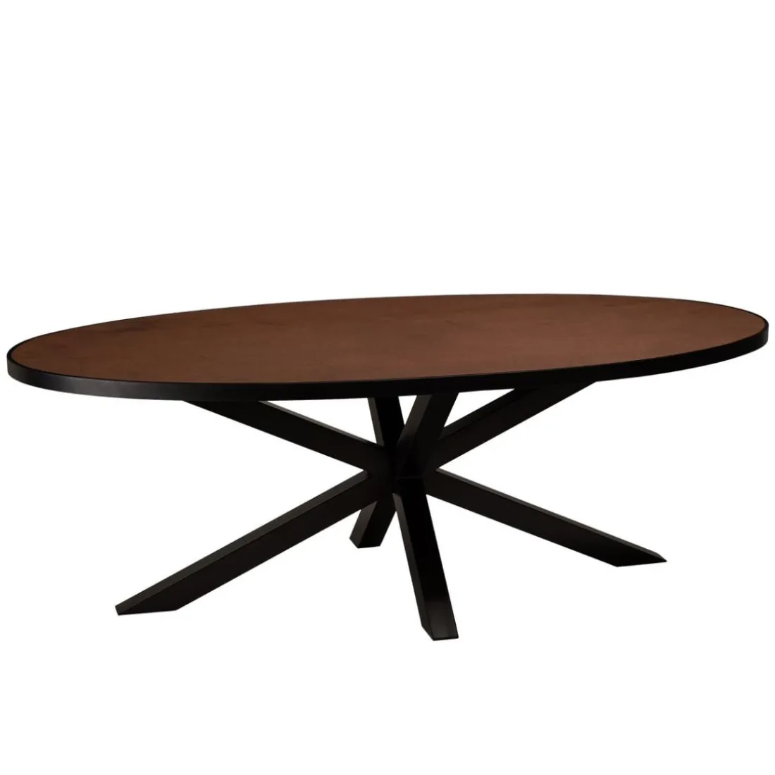 Table à manger ovale couleur rouille et effet pierre BASILE