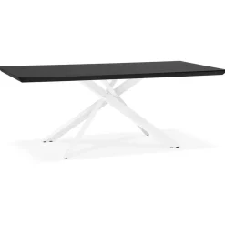 Table à Manger Piétement en Métal Blanc POTZ Noir