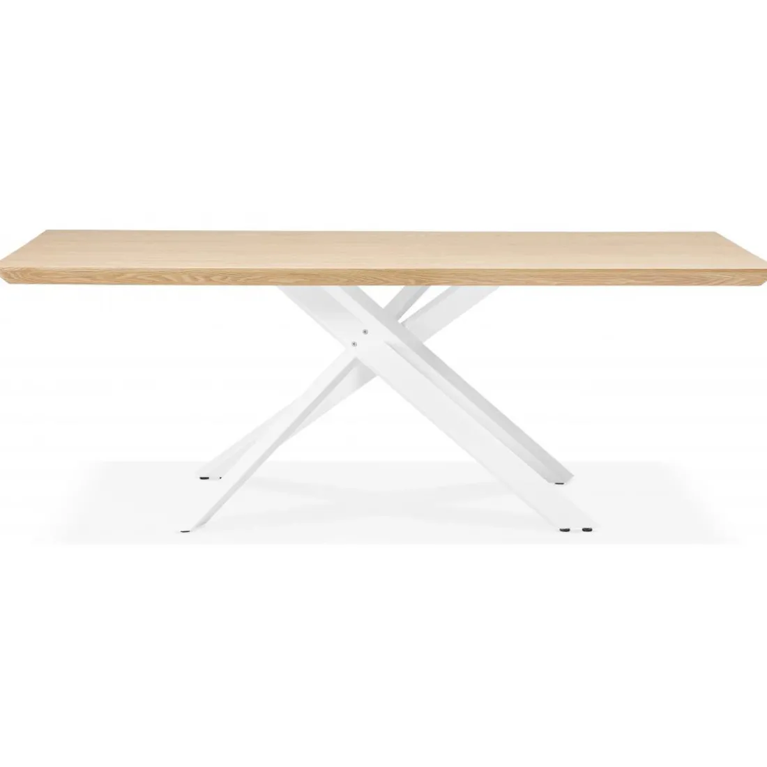 Table à Manger Piétement en Métal Blanc POTZ Beige