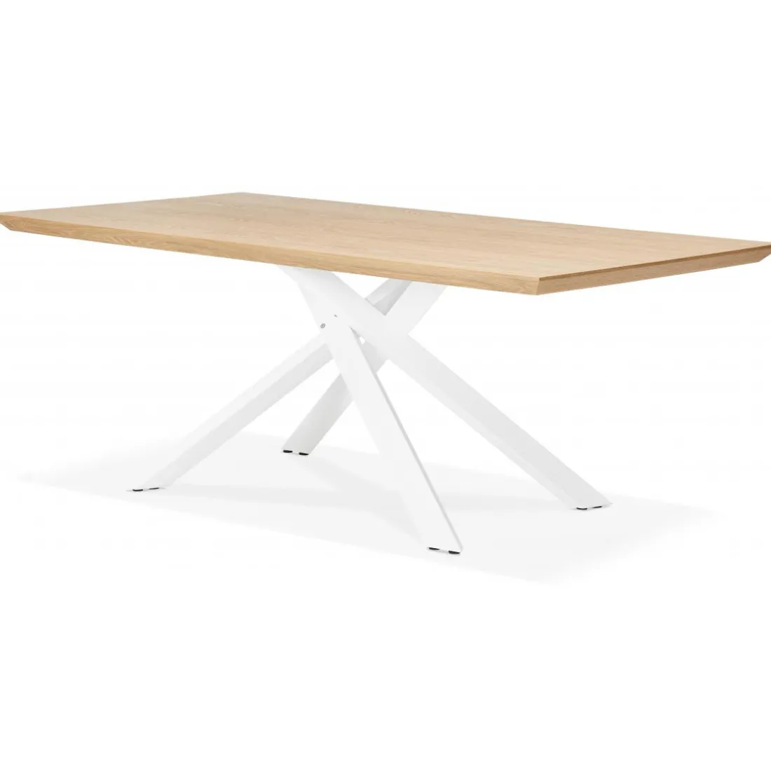 Table à Manger Piétement en Métal Blanc POTZ Beige