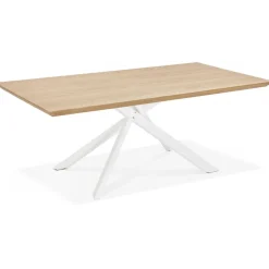Table à Manger Piétement en Métal Blanc POTZ Beige