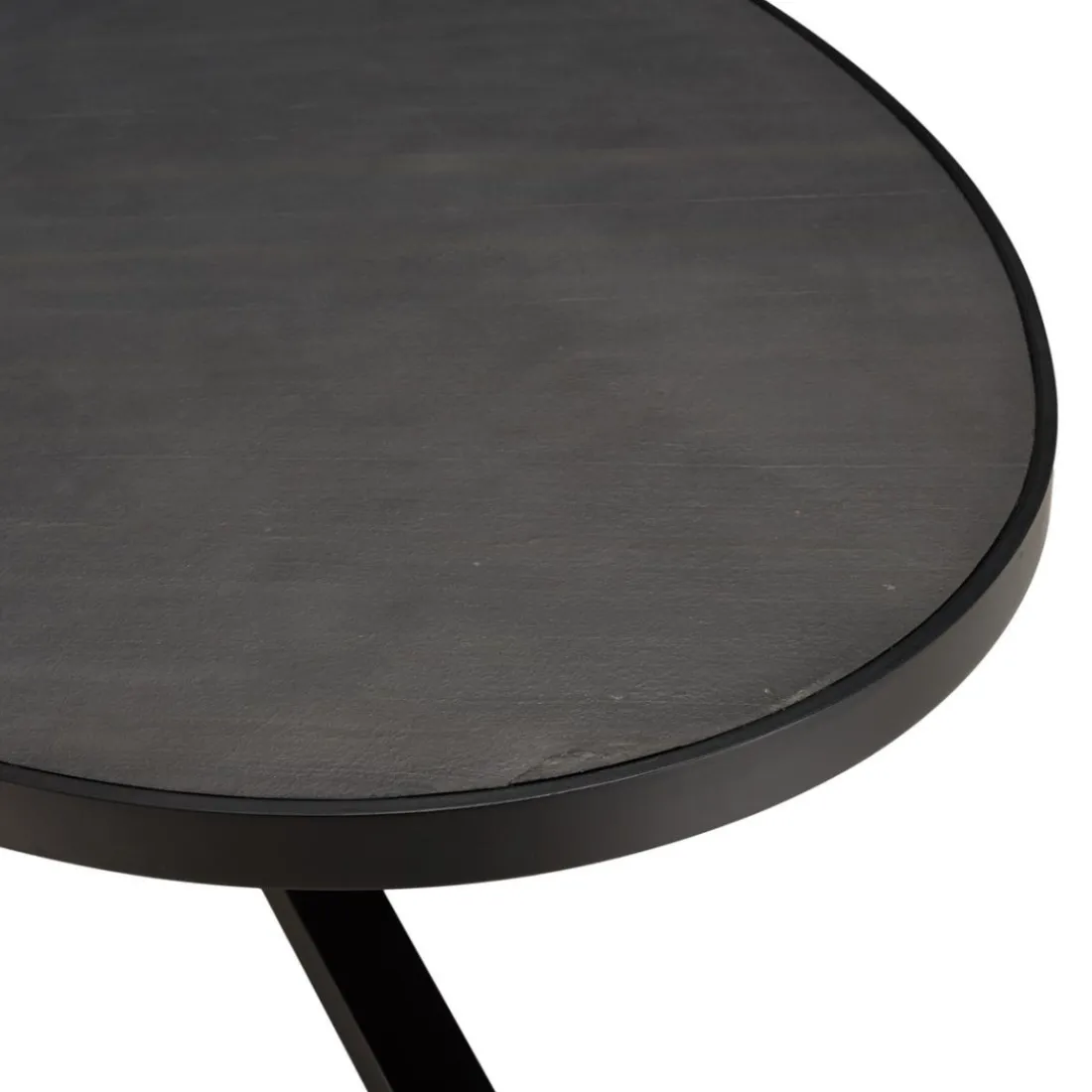 Table à manger plateau ovale noire effet pierre BASILE