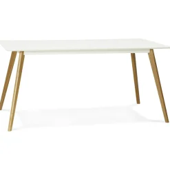 Table à Manger rectangulaire blanche pieds bois CANDY
