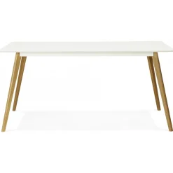 Table à Manger rectangulaire blanche pieds bois CANDY