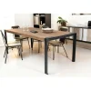 Table à manger rectangulaire avec plateau en teck recyclé et métal noir