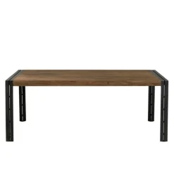 Table à manger rectangulaire avec plateau en teck recyclé et métal noir