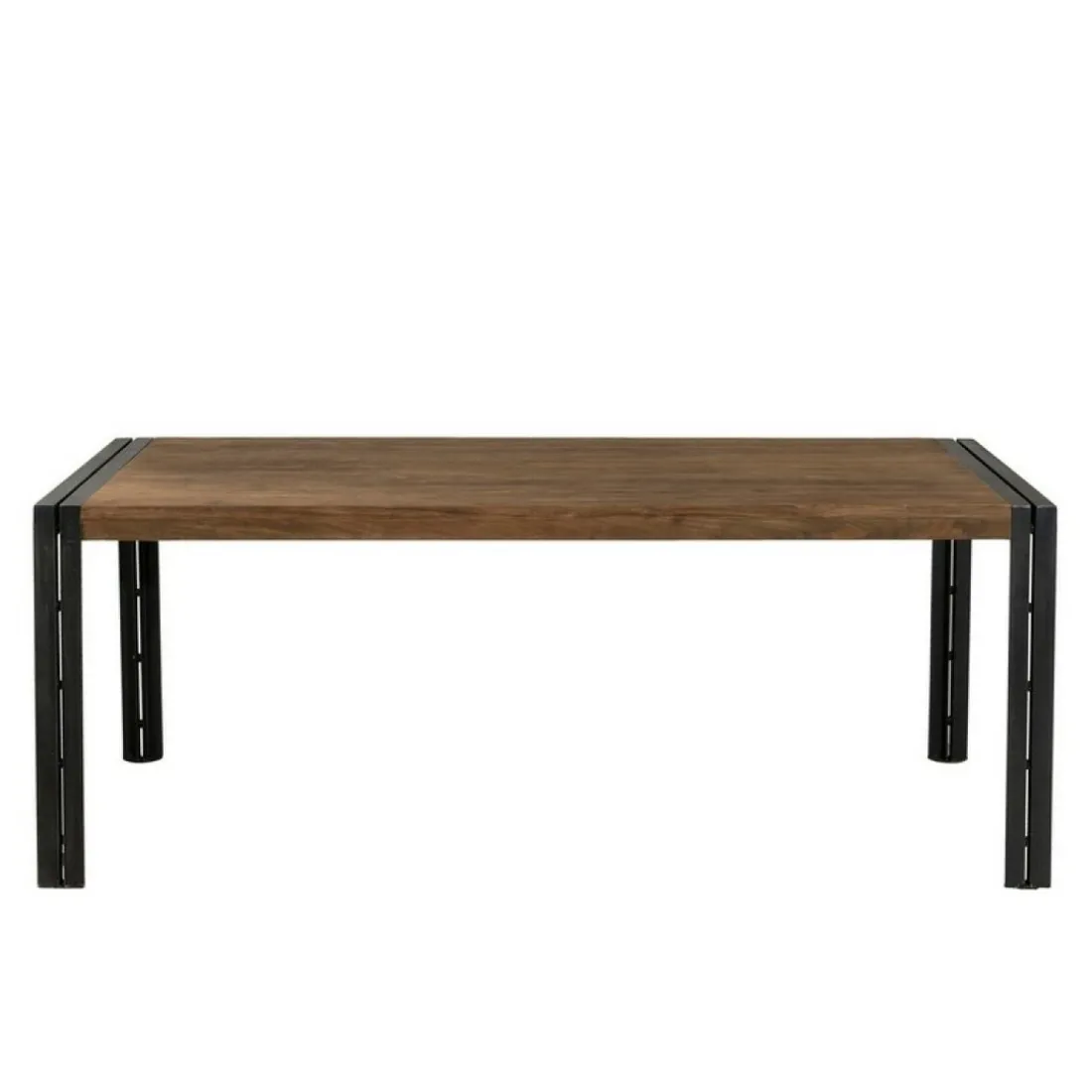 Table à manger rectangulaire avec plateau en teck recyclé et métal noir