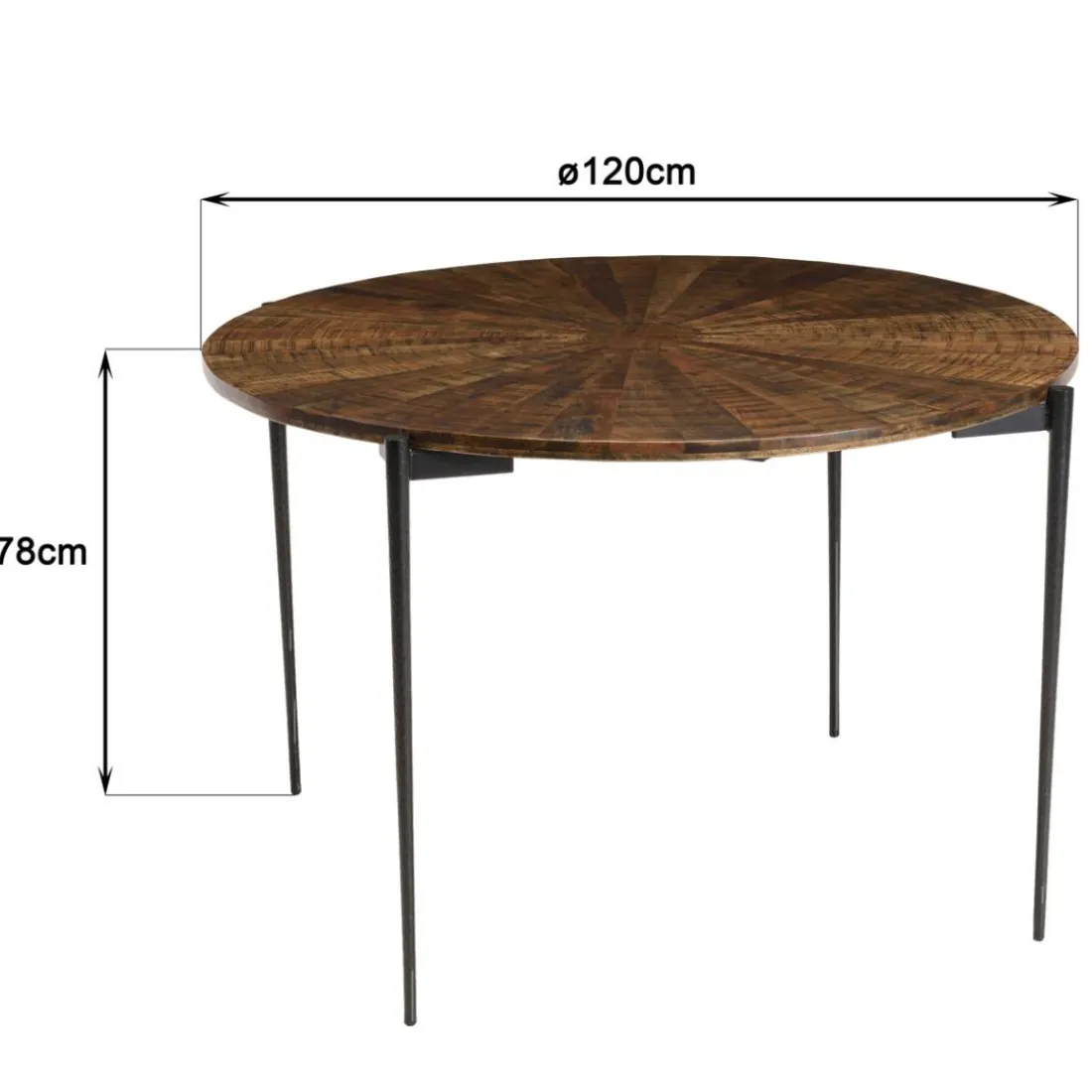 Table à manger ronde en bois et pieds métal KIARA