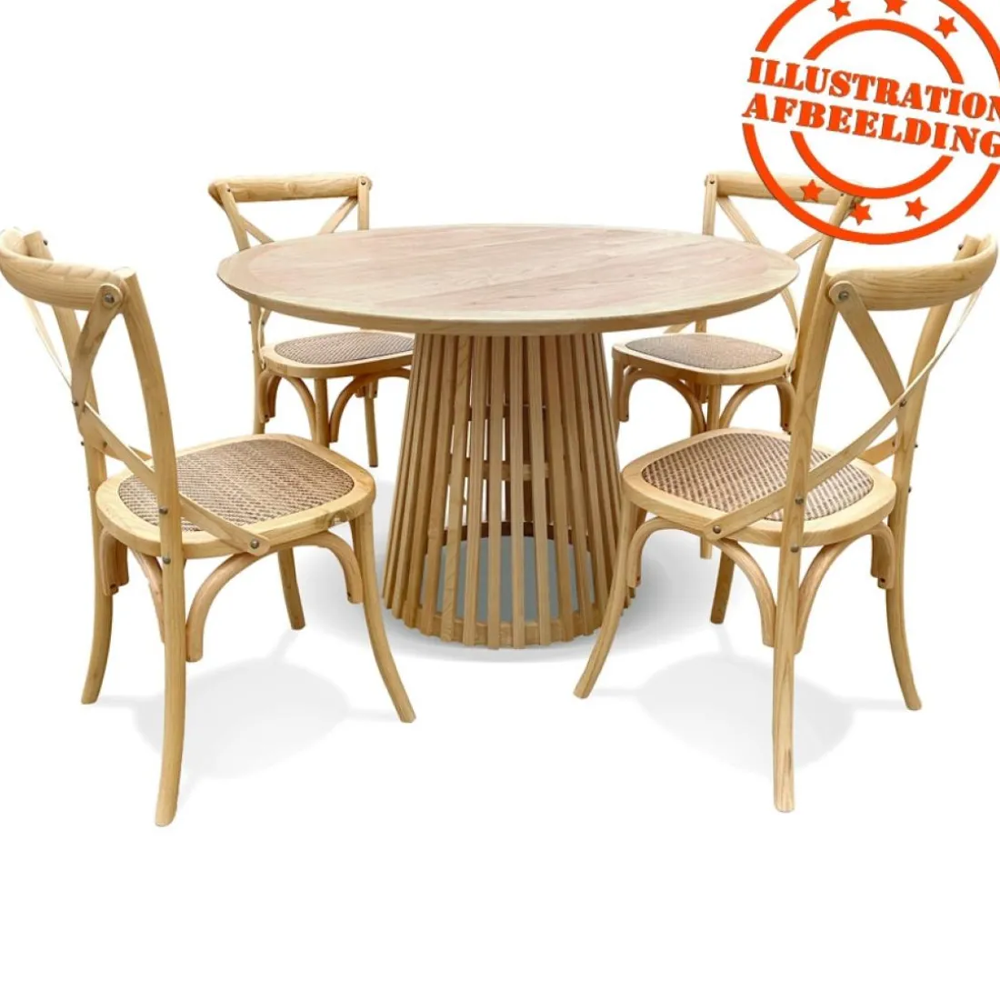 Table à manger ronde 'PERI' en bois naturel