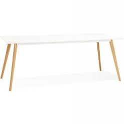 Table à Manger Scandinave Chêne Blanc 200x78cm CLADIE