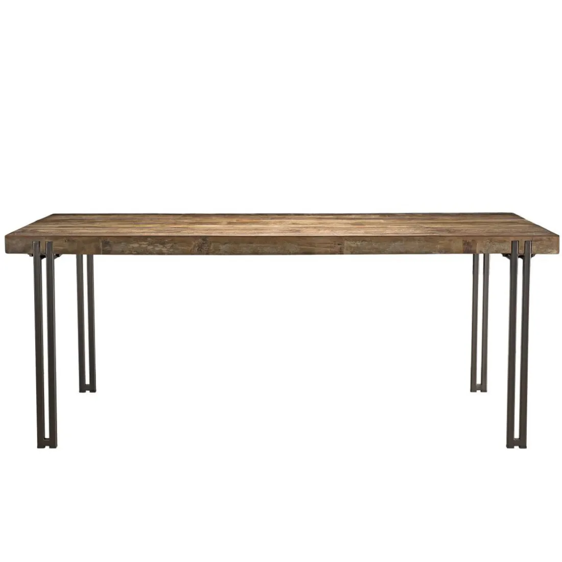 Table À Manger SIXTINE 200X90Cm Bois Teck Recyclé Acacia Mahogany Pieds Métal