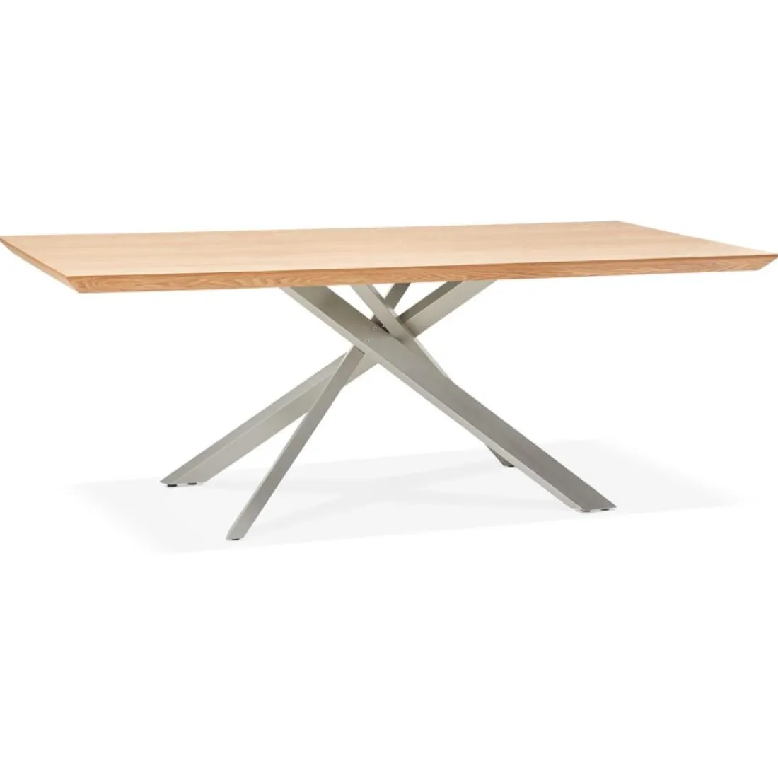 Table à manger 'WALABY' en bois finition naturelle avec pied central en métal