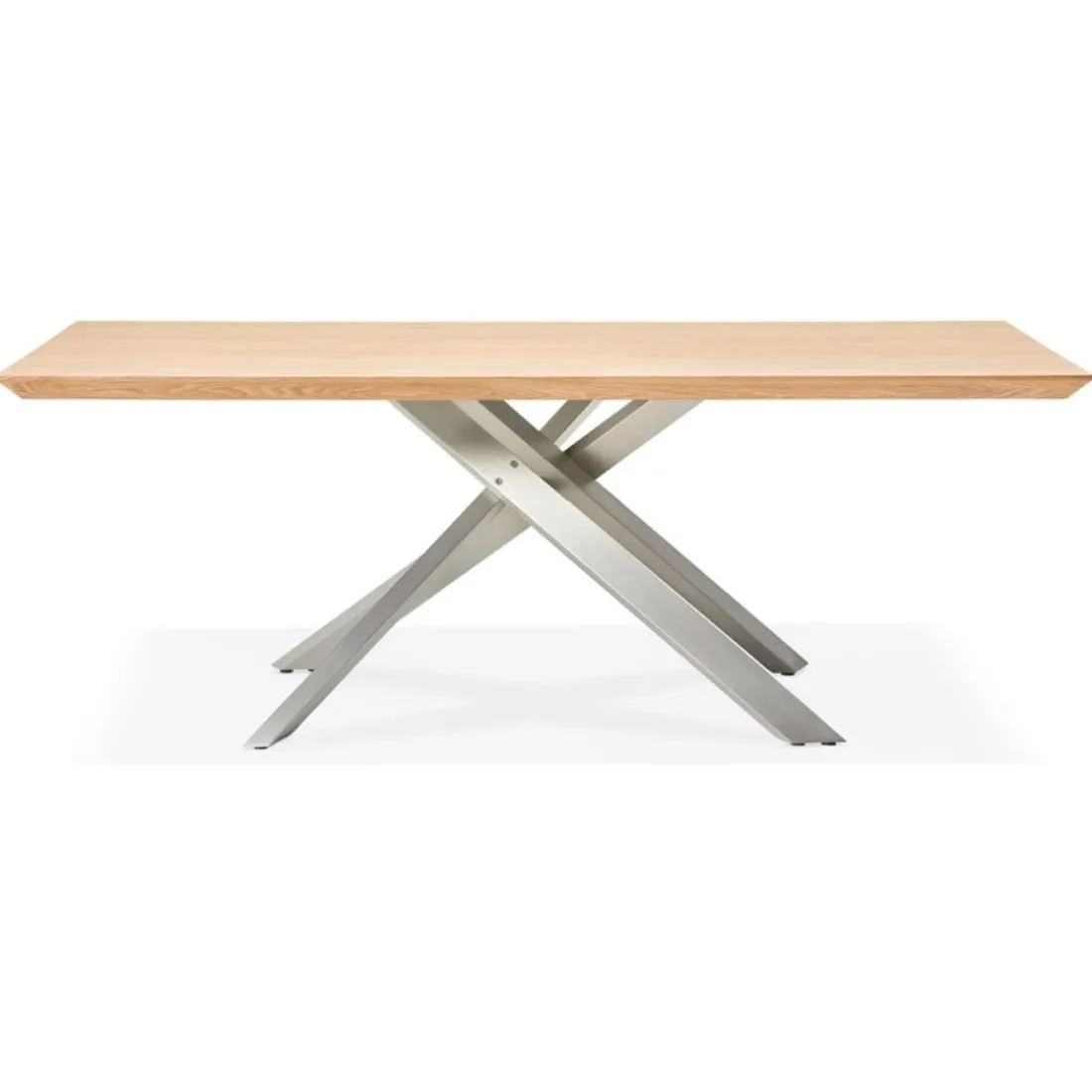 Table à manger 'WALABY' en bois finition naturelle avec pied central en métal