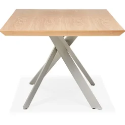 Table à manger 'WALABY' en bois finition naturelle avec pied central en métal