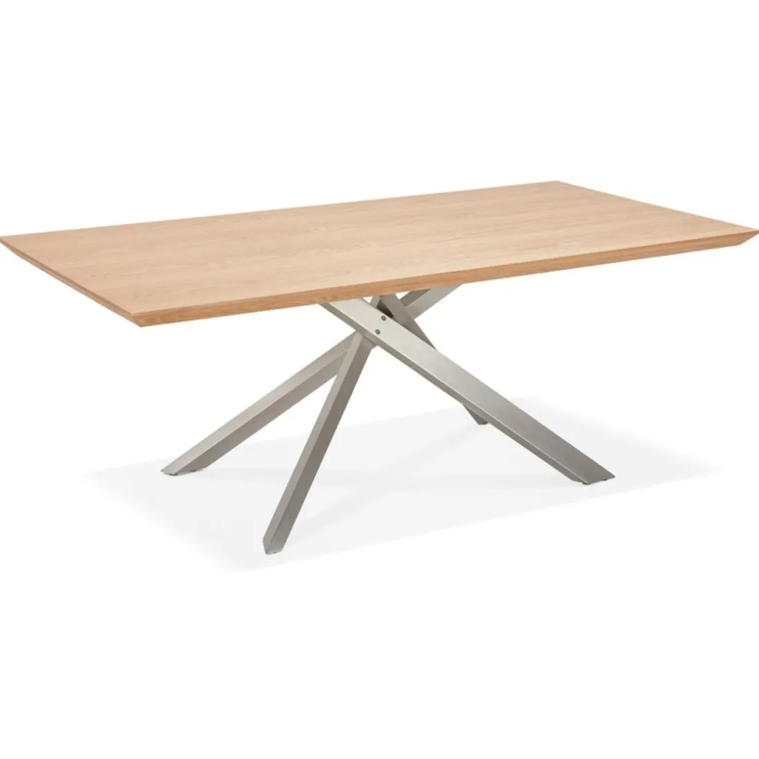 Table à manger 'WALABY' en bois finition naturelle avec pied central en métal