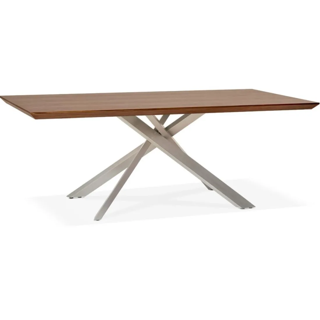 Table à manger 'WALABY' en bois finition Noyer avec pied central en métal