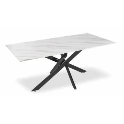 Table A Manger En Marbre Blanc Et Pieds Noir