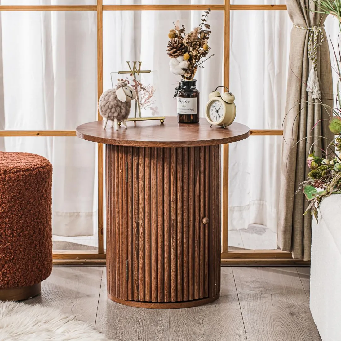 Table Appoint Bout de Canape Rangement en Bois