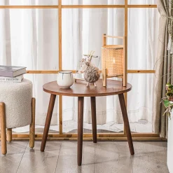 Table Appoint Bout de Canape Meuble Bois Rond