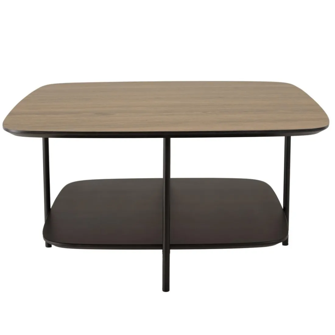 Table basse 2 plateaux bi-matière mocha noir pieds métal JULIA