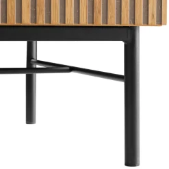 Table basse 2 tiroirs décor effet bois rainuré noir naturel SCOTT
