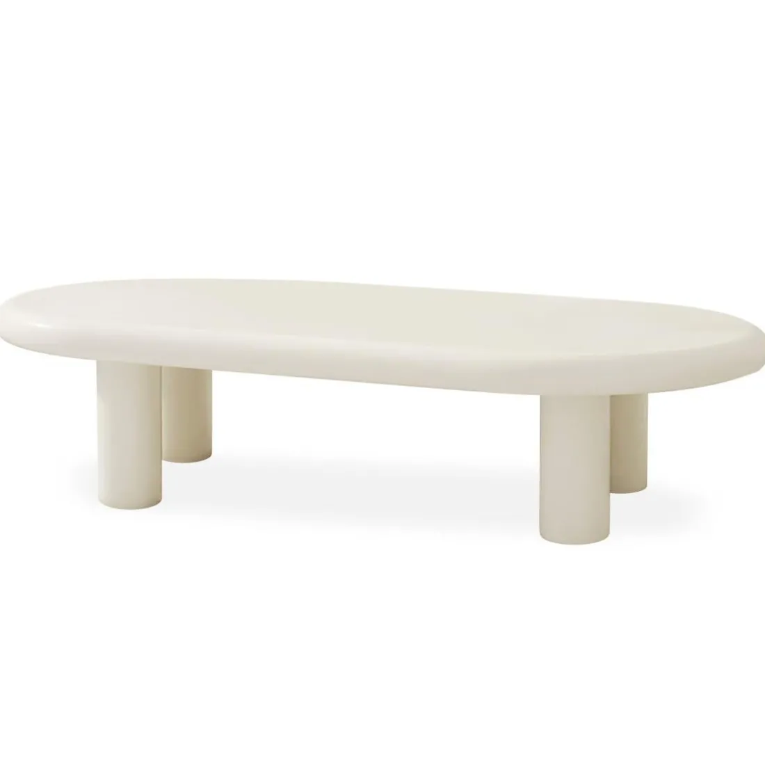 Table basse arrondie avec pieds colonnes Roady Crème