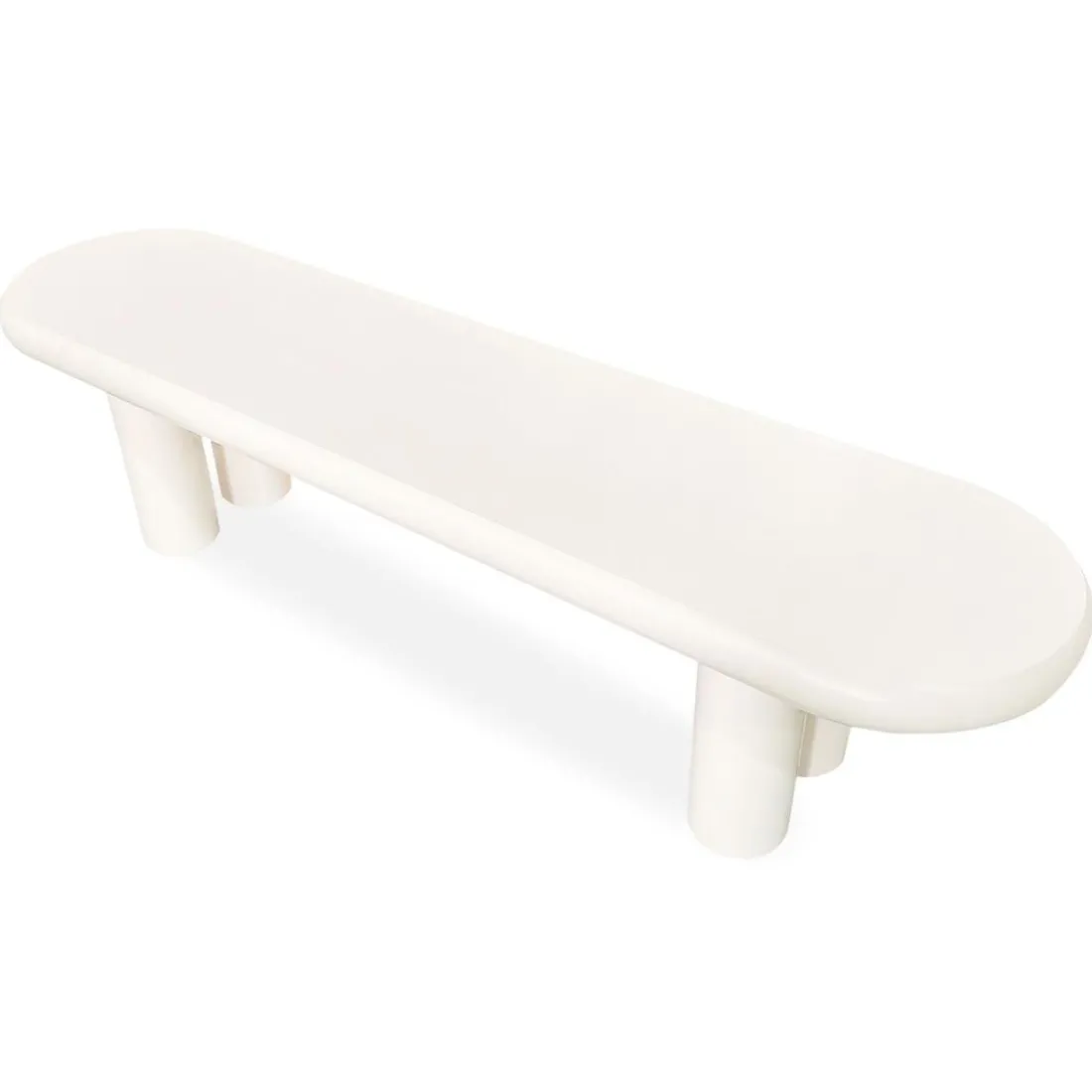 Table basse arrondie avec pieds colonnes Roady Crème