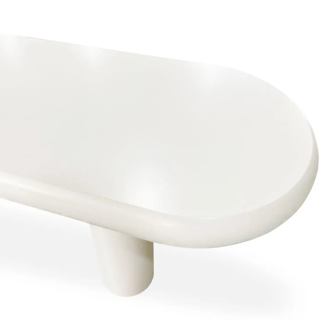 Table basse arrondie avec pieds colonnes Roady Crème