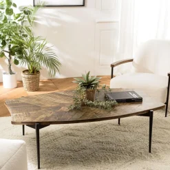 Table basse bords concaves en bois recyclé KIARA