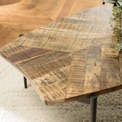 Table basse bords concaves en bois recyclé KIARA