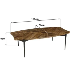Table basse bords concaves en bois recyclé KIARA