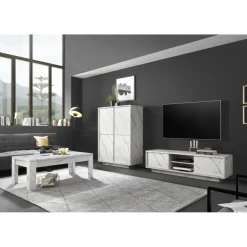 Table basse CARRARA décor marbre blanc
