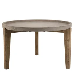 Table basse carrée Plateau en béton pieds en Acacia