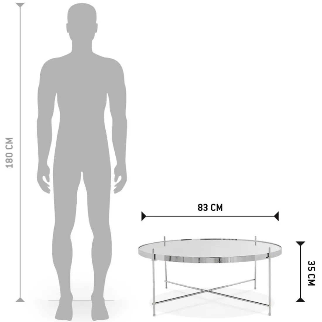 Table basse de salon 'KOLOS BIG' couleur chrome