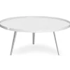 Table basse magnétique ronde à rebord Bipolart Métal Blanc avec 2 Tops style Scandinave
