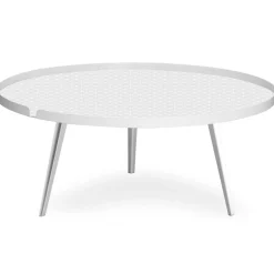 Table basse magnétique ronde à rebord Bipolart Métal Blanc avec 2 Tops style Scandinave