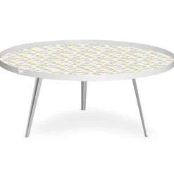 Table basse magnétique ronde à rebord Bipolart Métal Blanc avec 2 Tops style Scandinave