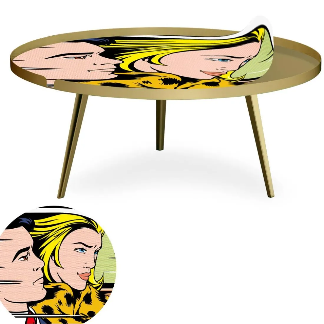 Table basse magnétique ronde à rebord Bipolart Métal Or avec 1 Top Fast & Furious