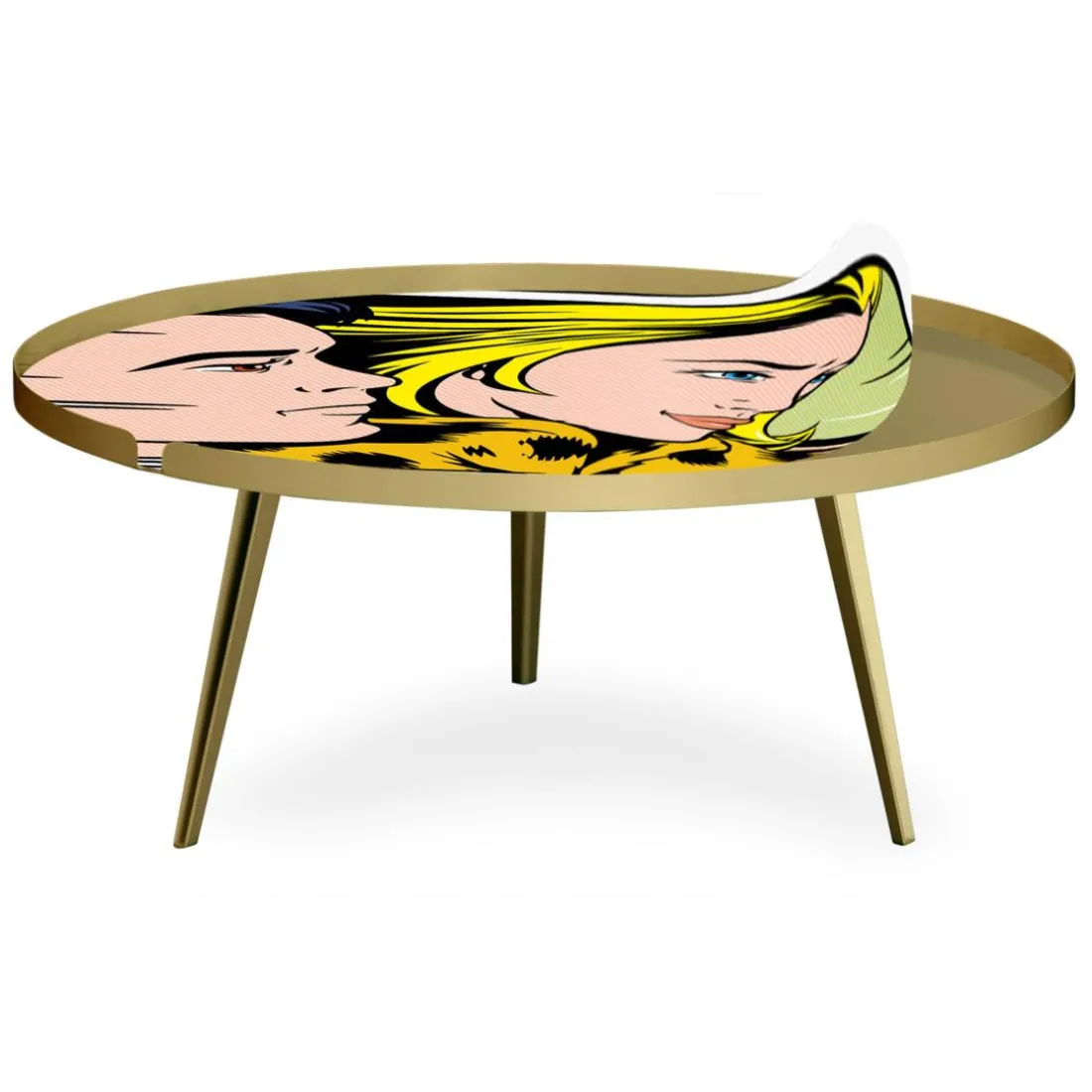 Table basse magnétique ronde à rebord Bipolart Métal Or avec 1 Top Fast & Furious