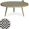 Table basse magnétique ronde à rebord Bipolart Métal Or avec 1 Top Motif Contraste