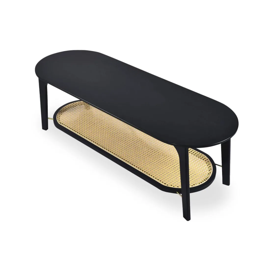 Table basse moderne Yokori en cannage et Bambou Noir