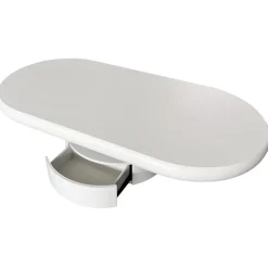 Table basse ovale avec tiroirs Barket Blanc